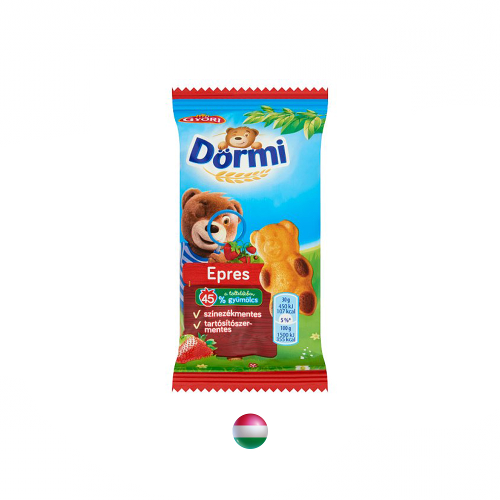 "Dörmi" Weicher Biskuitkuchen gefüllt mit Erdbeercreme 30 g