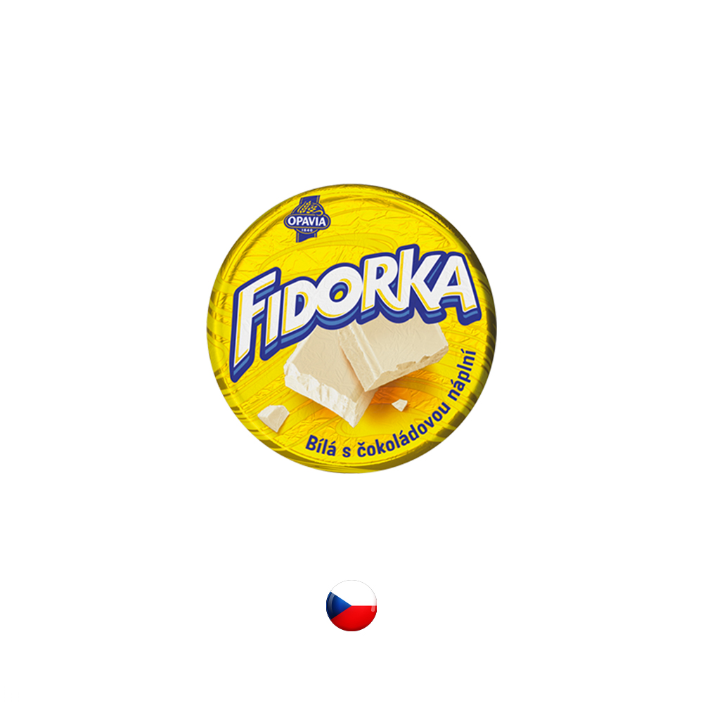 "Opavia" Fidorka Waffel mit Haselnussfüllung und weisse Schokolade gelb 30g