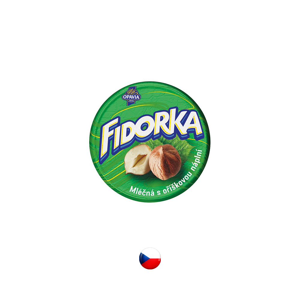 "Opavia" Fidorka Waffel mit Haselnussfüllung und Milchschokomantel grün 30g