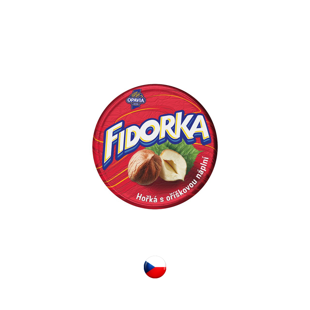 "Opavia" Fidorka Waffel mit Haselnussfüllung und Bitterschokomantel rot 30g