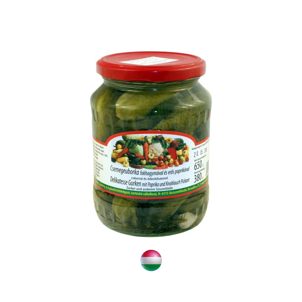 Gewürzgurken mit Knoblauch und Pepperoni, pikant 720 ml Glas