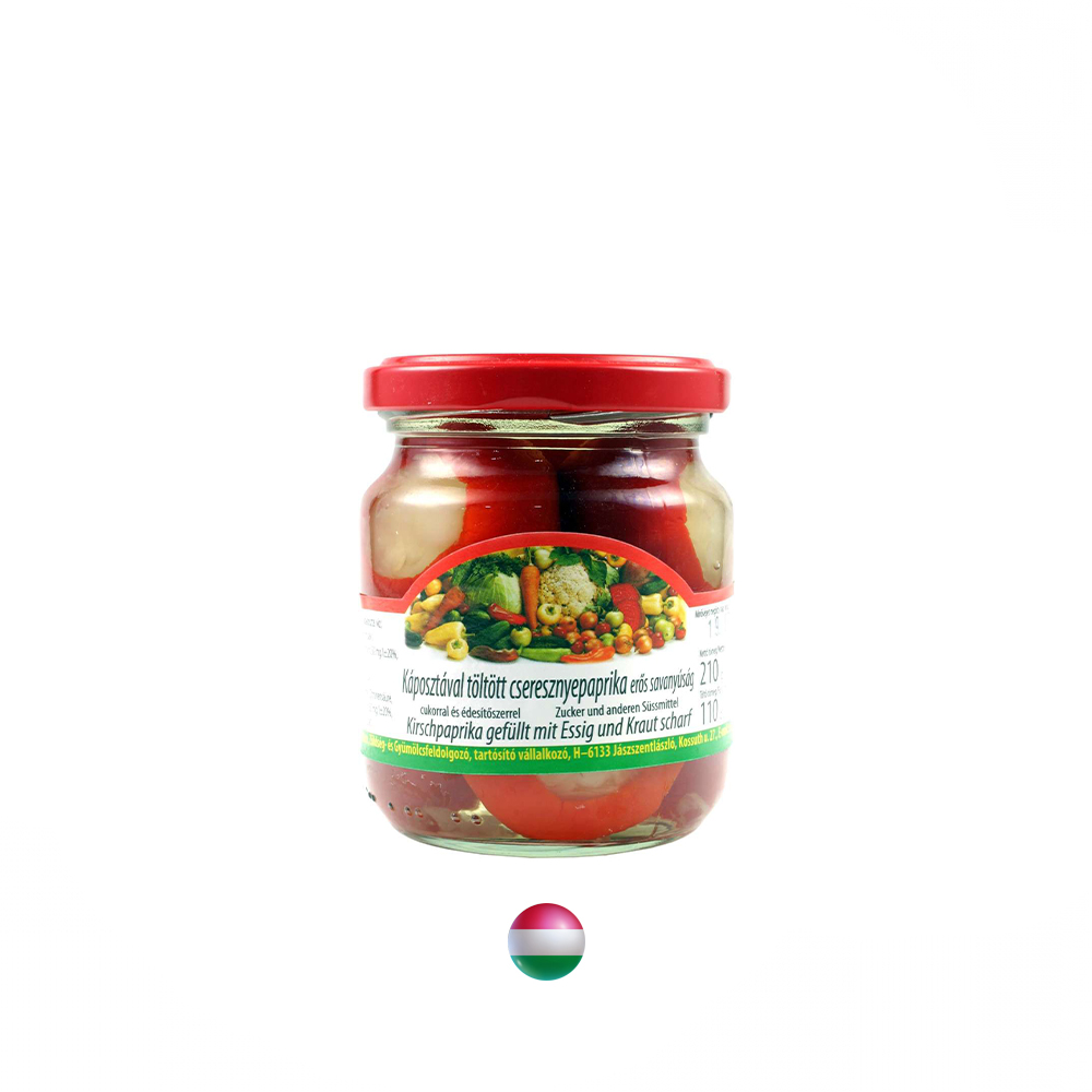 Kirschpaprika gefüllt mit Essig und Kraut 220g / Glas scharf