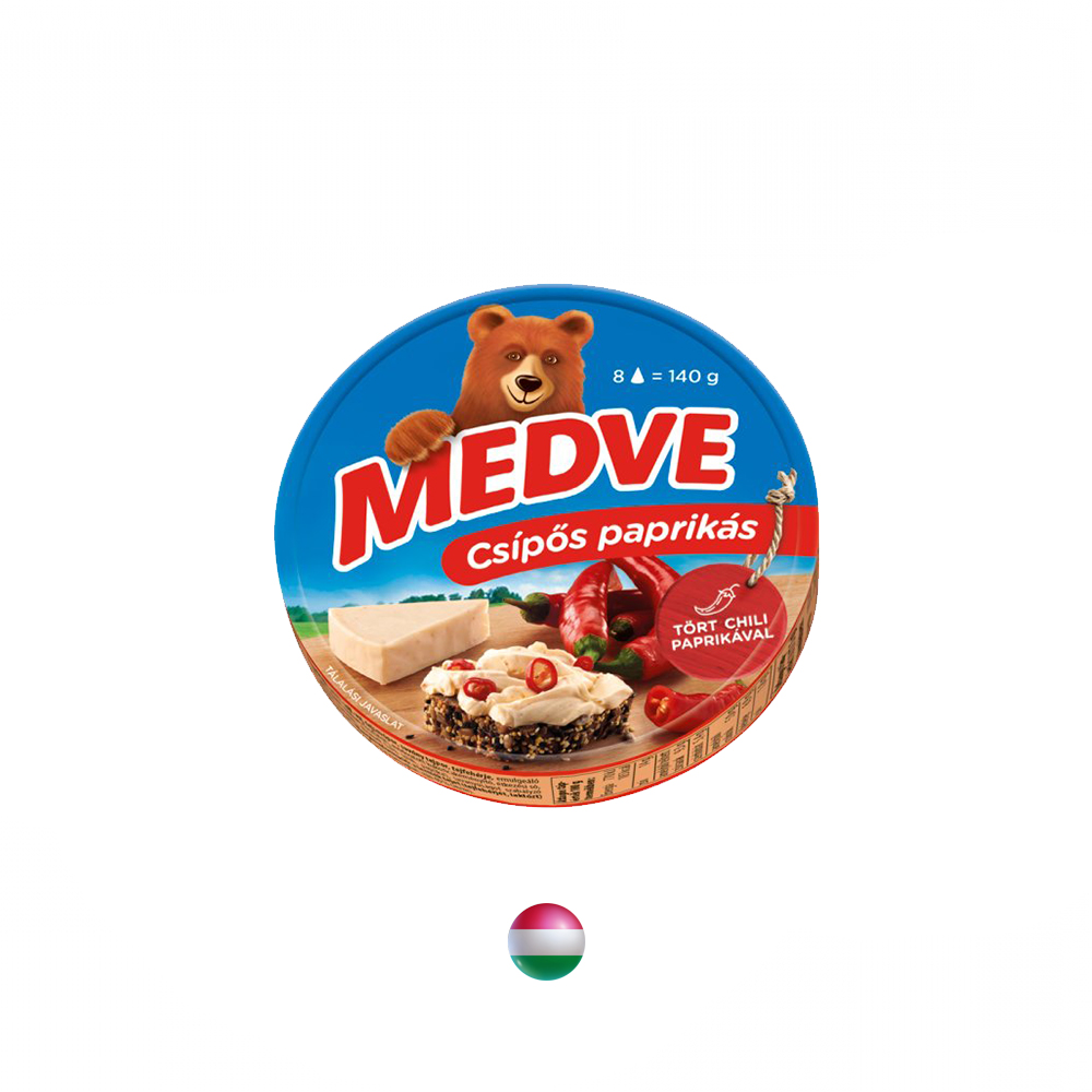 "Medve" - Halbfett Streichkäse mit scharfen Paprika  8 x 17,5 g (140 g)